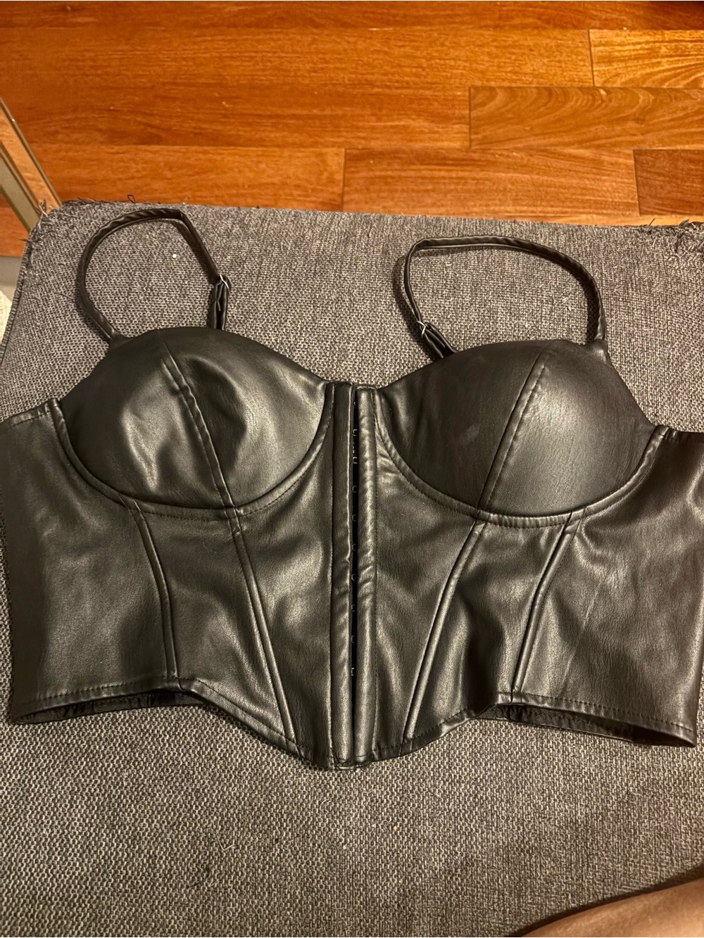 Windsor Black Faux Leather Corset Bustier